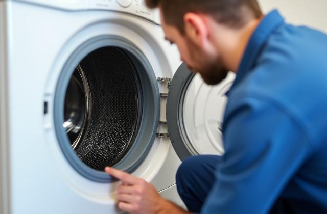 वॉशिंग मशीन की मरम्मत करते हुए